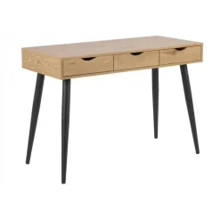Neptun skrivebord m. 3 skuffer - Eg/Metal