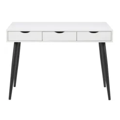 Neptun skrivebord m. 3 skuffer - Hvid/Sort