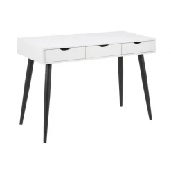 Neptun skrivebord m. 3 skuffer - Hvid/Sort