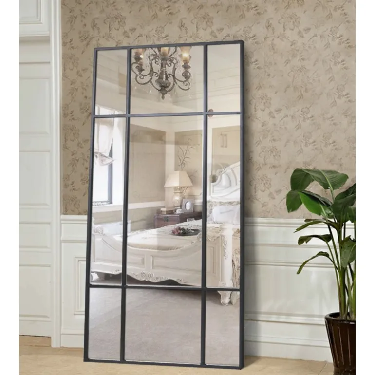 New Yorker Spejl med sort ramme i jern str 180x90cm