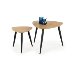 NICEA 2, sæt af to sofaborde, - gylden eg / Sort