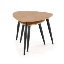 NICEA 2, sæt af to sofaborde, - gylden eg / Sort