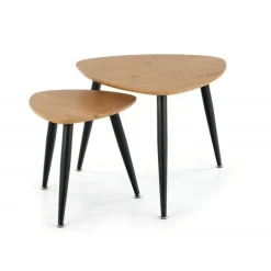 NICEA 2, sæt af to sofaborde, - gylden eg / Sort