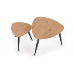 NICEA 2, sæt af to sofaborde, - gylden eg / Sort