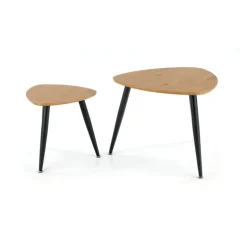 NICEA 2, sæt af to sofaborde, - gylden eg / Sort