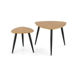 NICEA 2, sæt af to sofaborde, - gylden eg / Sort