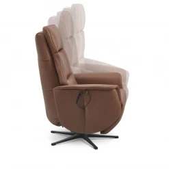 Nicolai Læder lænestol m. indbygget skammel og løftefunktion Cognac