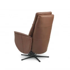 Nicolai Læder lænestol m. indbygget skammel og løftefunktion Cognac