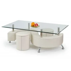 NINA 3 H sofabord med 2 puffer- Hvid