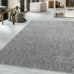 Nizza Kortluvet tæppe Ensfarvet - Lysegrå