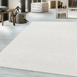 Nizza Kortluvet tæppe Ensfarvet - Creme