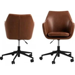 Nora skrivebordsstol brun læderlook