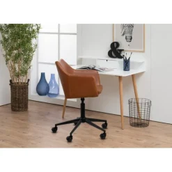 Nora skrivebordsstol brun læderlook