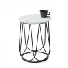 NUBIRA S sofabord ramme - Sort, top - Hvid marmor