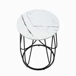 NUBIRA S sofabord ramme - Sort, top - Hvid marmor