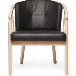 Ohio lænestol i lakeret bøg - sort læder