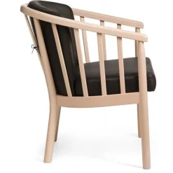 Ohio lænestol i lakeret bøg - sort læder