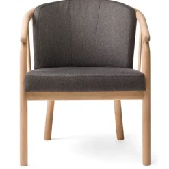 Ohio lænestol i ubehandlet eg - gråt stof