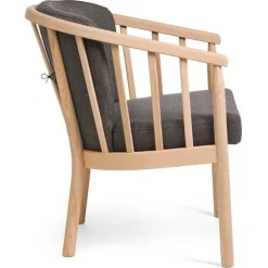 Ohio lænestol i ubehandlet eg - gråt stof