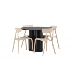 Olivia Rund Spisebordssæt - Beige og Sort