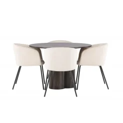 Olivia Rund Spisebordssæt - Beige og Mocca