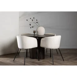 Olivia Rund Spisebordssæt - Beige og Mocca