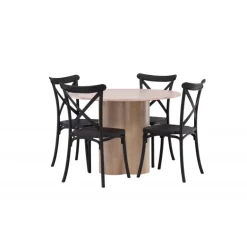 Olivia Rund Spisebordssæt - Sort og Hvid