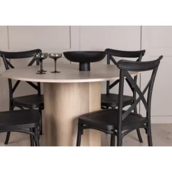 Olivia Rund Spisebordssæt - Sort og Hvid