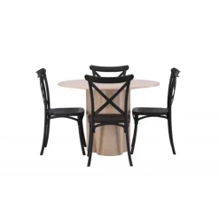 Olivia Rund Spisebordssæt - Sort og Hvid