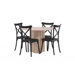 Olivia Rund Spisebordssæt - Sort og Hvid