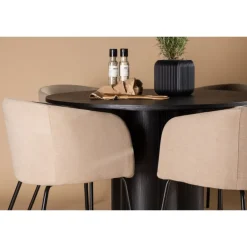 Olivia Rund Spisebordssæt - Beige og Sort