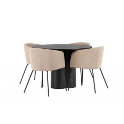 Olivia Rund Spisebordssæt - Beige og Sort