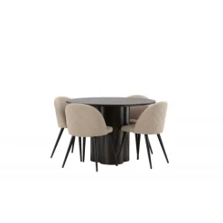 Olivia Rund Spisebordssæt - Beige og Mocca