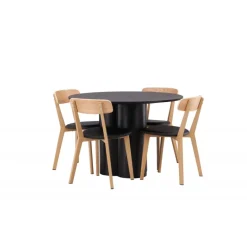 Olivia Rund Spisebordssæt - Sort og Natur