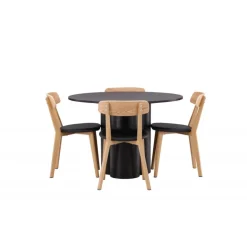 Olivia Rund Spisebordssæt - Sort og Natur