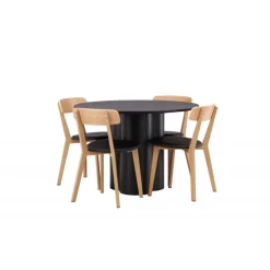 Olivia Rund Spisebordssæt - Sort og Natur