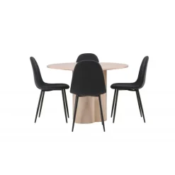 Olivia Rund Spisebordssæt - Sort og Hvid