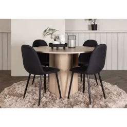 Olivia Rund Spisebordssæt - Sort og Hvid