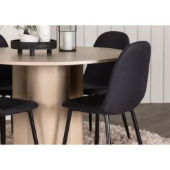 Olivia Rund Spisebordssæt - Sort og Hvid