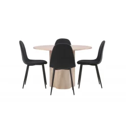 Olivia Rund Spisebordssæt - Sort og Hvid