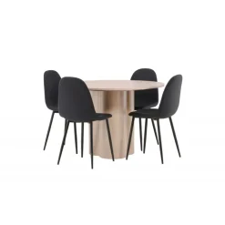 Olivia Rund Spisebordssæt - Sort og Hvid