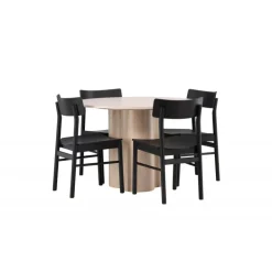 Olivia Rund Spisebordssæt - Sort og Hvid