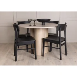 Olivia Rund Spisebordssæt - Sort og Hvid