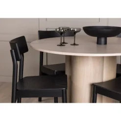 Olivia Rund Spisebordssæt - Sort og Hvid