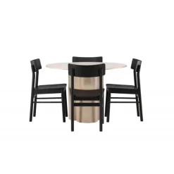 Olivia Rund Spisebordssæt - Sort og Hvid