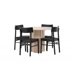 Olivia Rund Spisebordssæt - Sort og Hvid