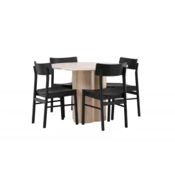 Olivia Rund Spisebordssæt - Sort og Hvid