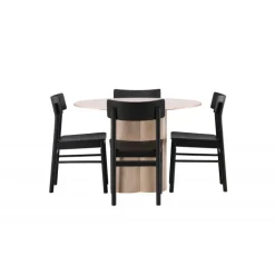 Olivia Rund Spisebordssæt - Sort og Hvid