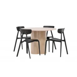 Olivia Rund Spisebordssæt - Sort og Hvid