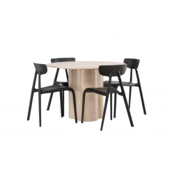 Olivia Rund Spisebordssæt - Sort og Hvid